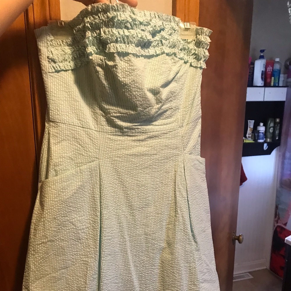 Lilly Pulitzer Seersucker Strapless Ruffle top dress